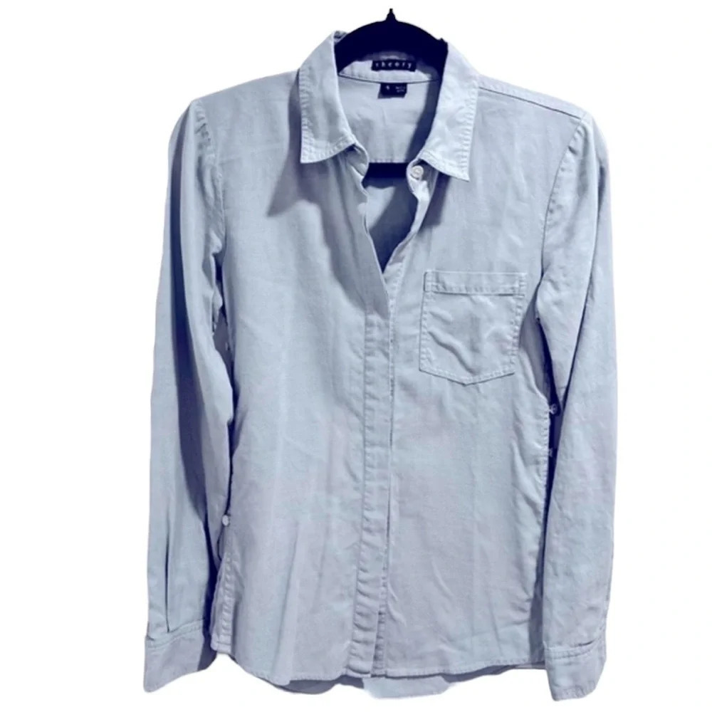 Theory blouse button down size small with buttons… - image 1